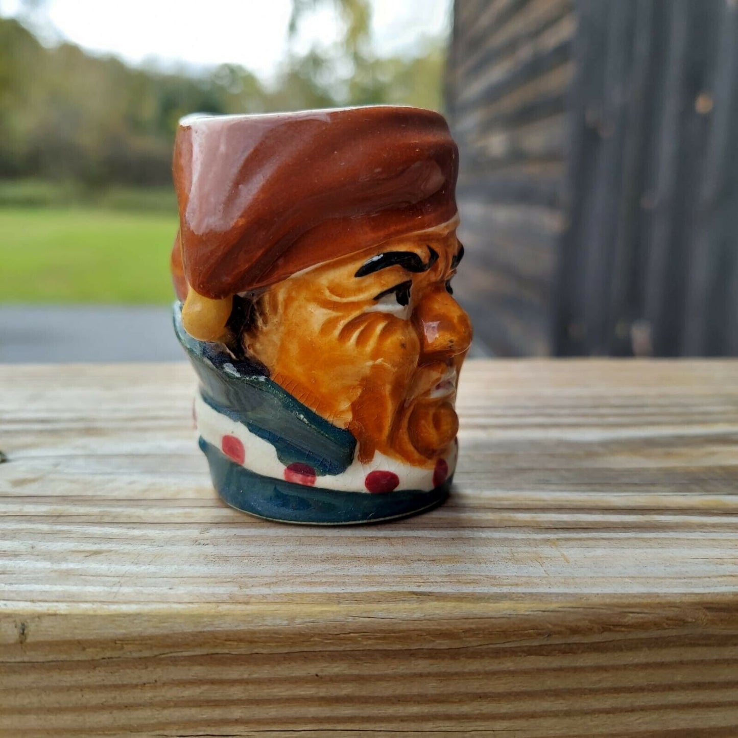 Vintage Ceramic Toby Mug Man W/Brown Nightcap Mini Mug W/Handle Made In Japan 3”