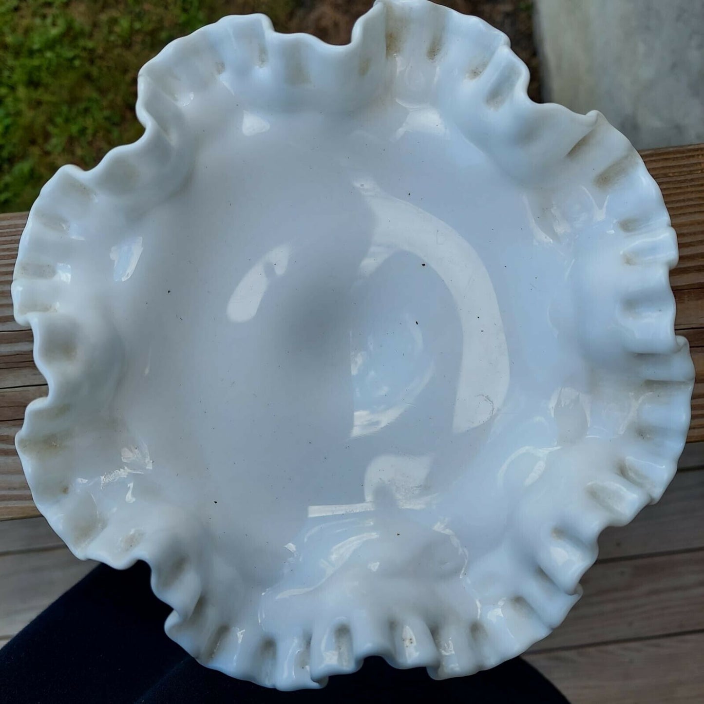 Vintage White Hobnail Milk Glass Footed Compote plate