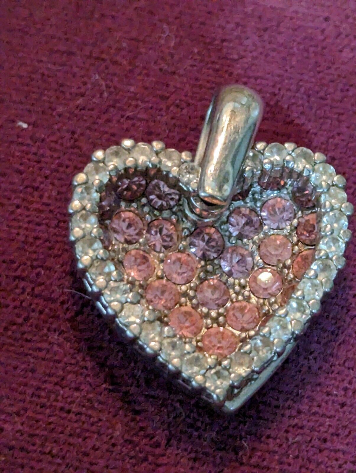 Pink Heart Double Pendant Cubic Zirconia Sterling Silver .925