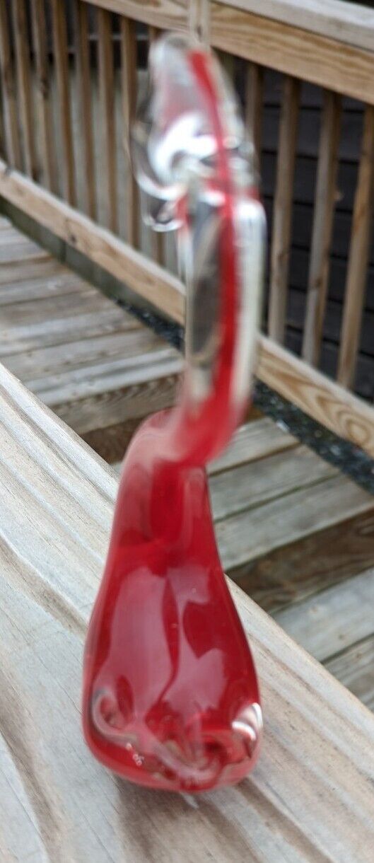 Vintage Red Glass Swan 5" Tall