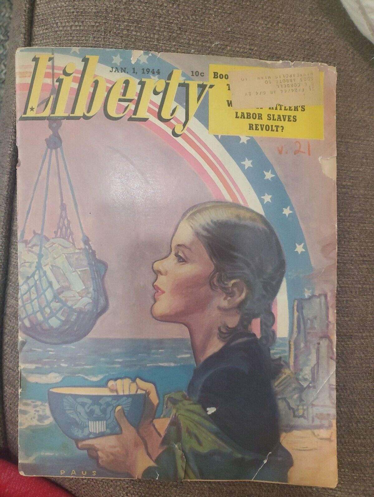 Liberty Magazine Jan 1, 1944 Jim Kjelgaard, Income Tax, Nazi Slave Labor, Lassie