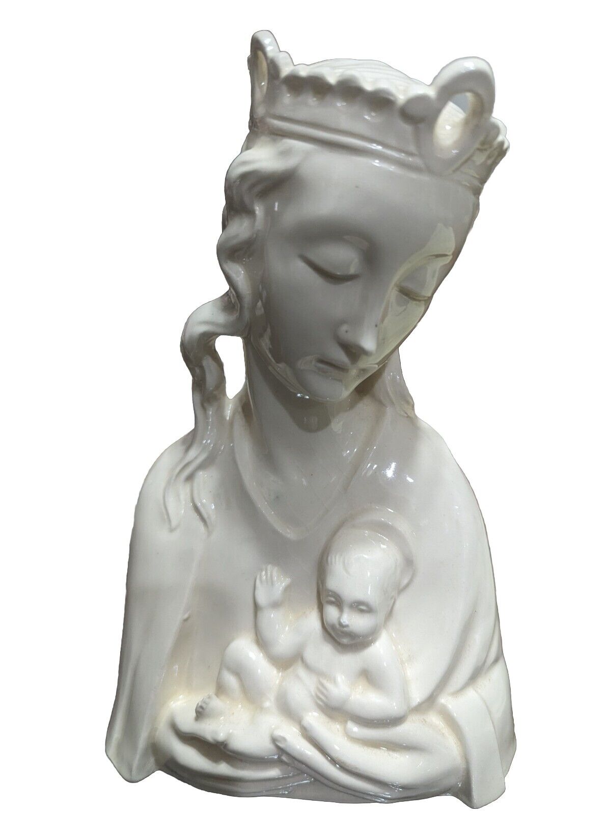 ART DECO BOHEMIA VIRGIN MARY WITH BABY JESUS SCULPTURE  IDA