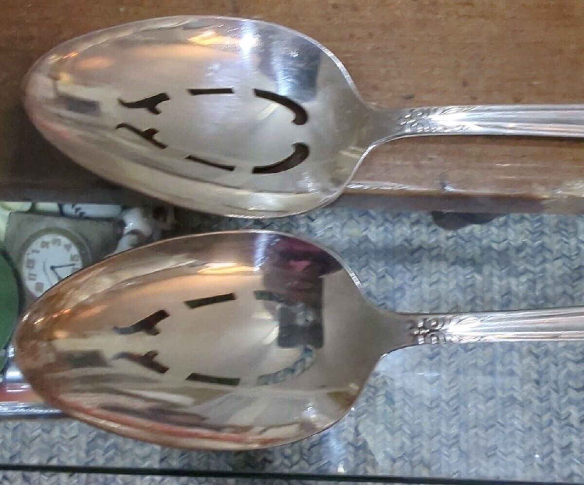 Two Holmes And Edwards Deep Plated Silver Serving Spoons