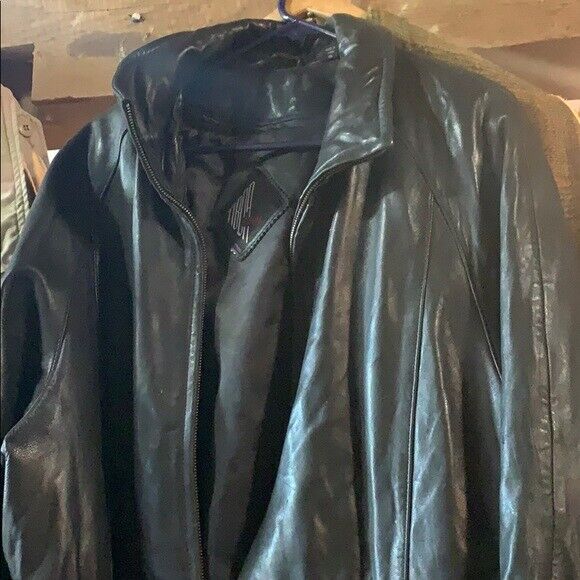 Vintage Black Tiboa leather men's jacket XL