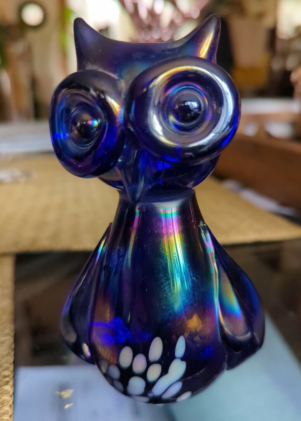 Vintage Rubin Glass Blue Owl