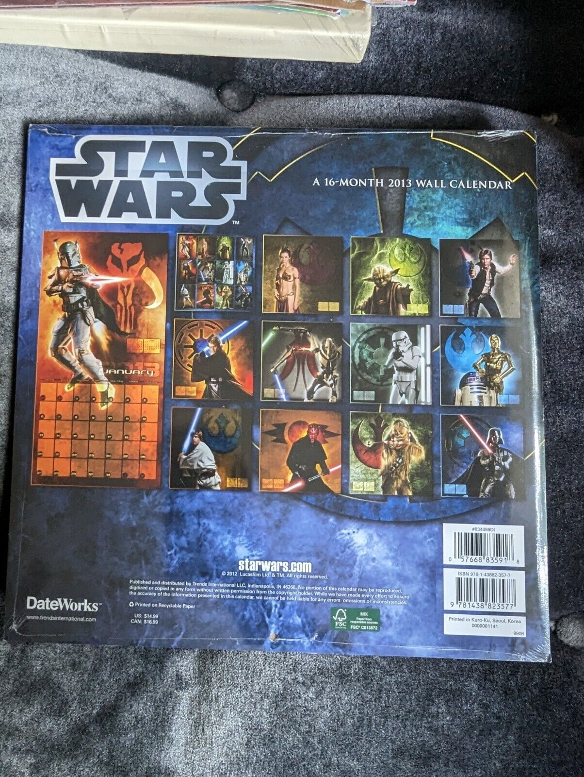 Star Wars 2013 Calendar 16 Month DateWorks New Sealed