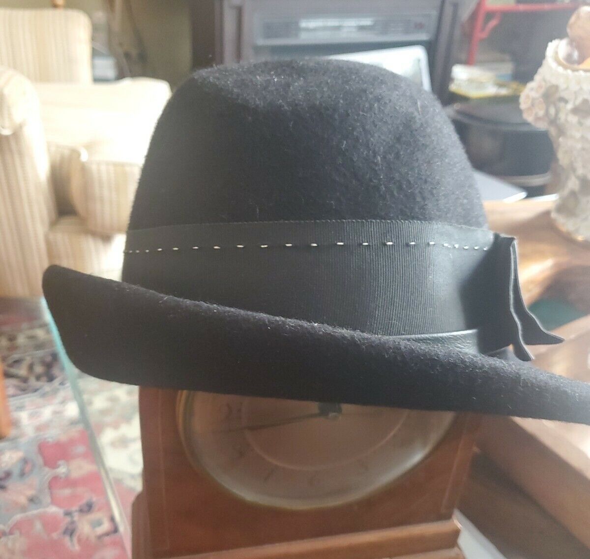 Vintage ladies Glenover, Henry Pollak felt hat, equestrian look, black  100%wool