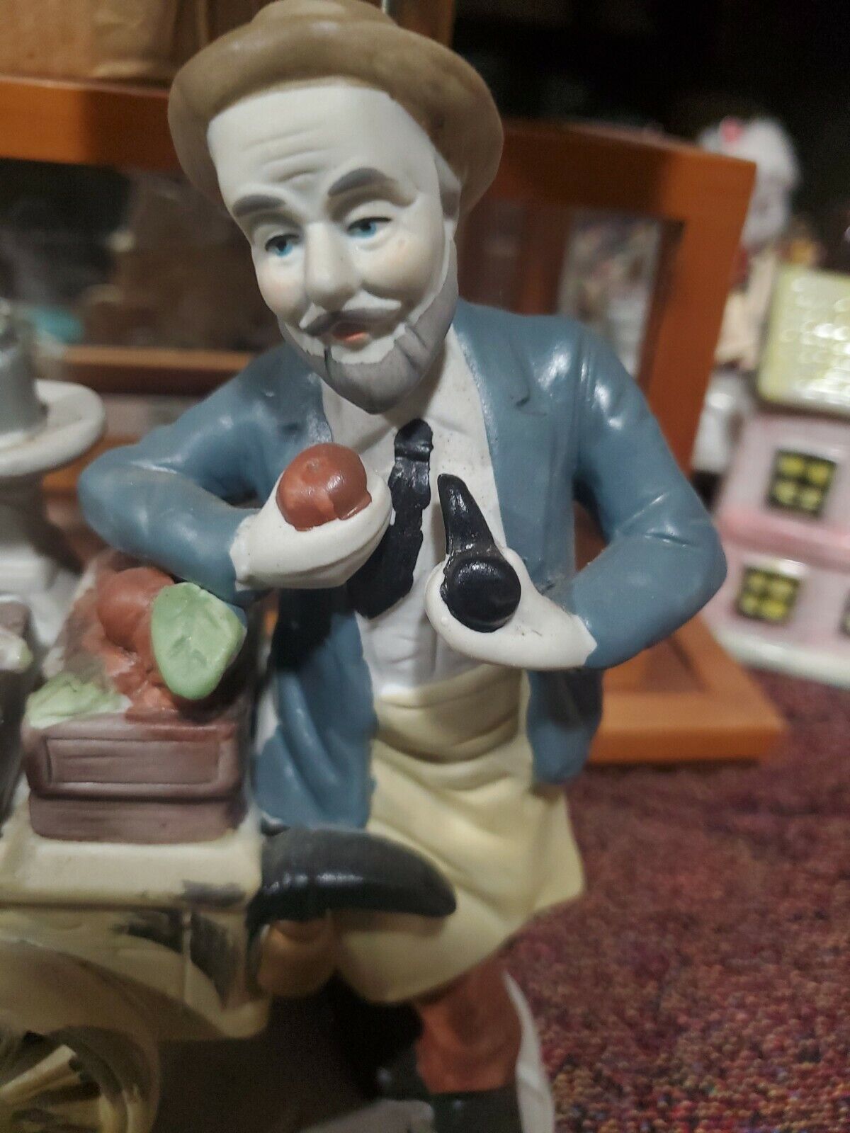 Fruit Cart Vendor Ceramic Figurine