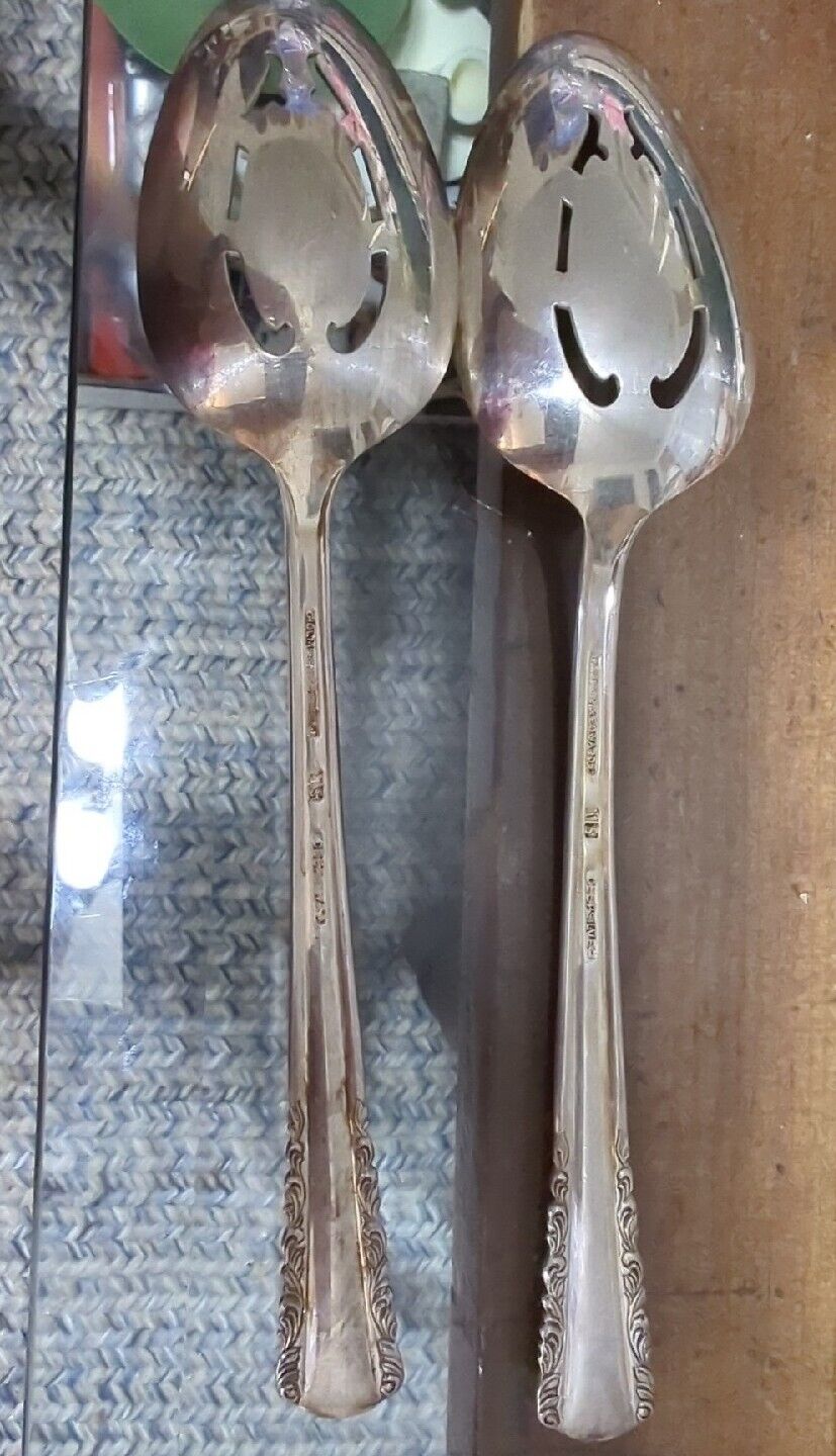 Two Holmes And Edwards Deep Plated Silver Serving Spoons