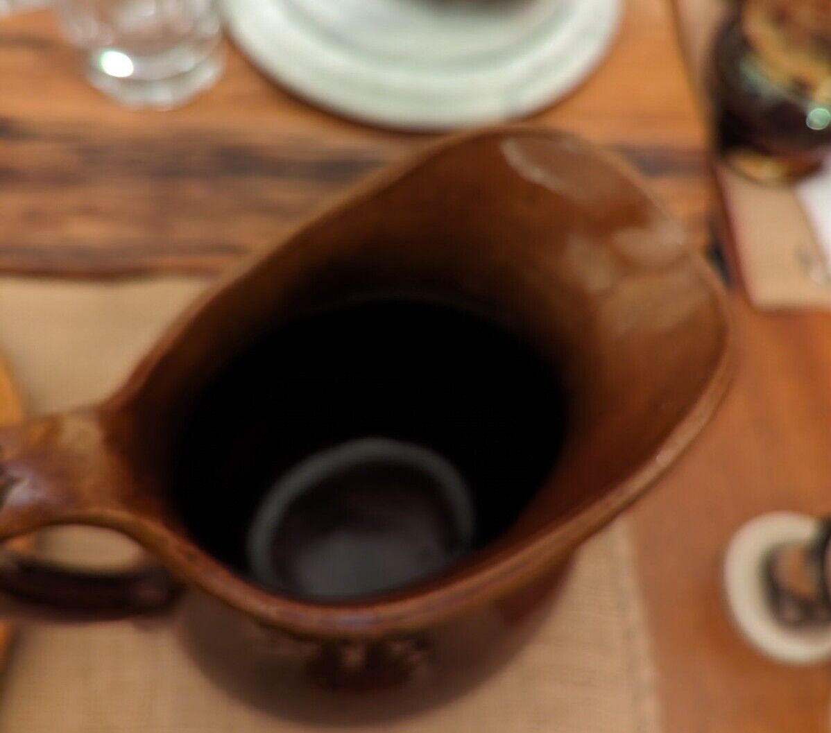 Brown Glazed Pottery Pitcher