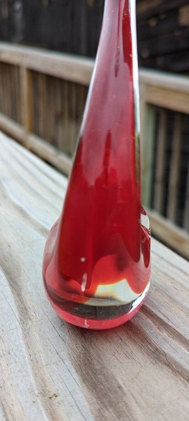 Vintage Red Glass Swan 5" Tall