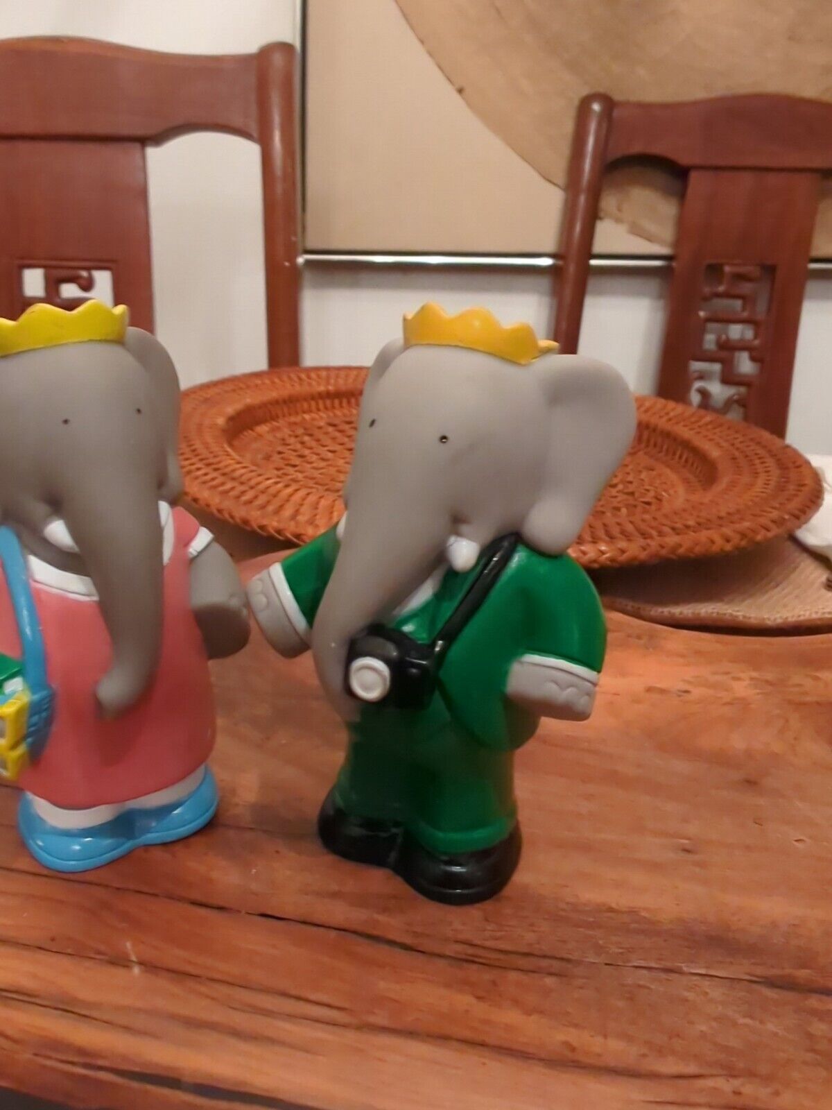 Vintage 90s King Babar & Queen Celeste Brunhoff Rubber Figurines Aprox 4" Tall