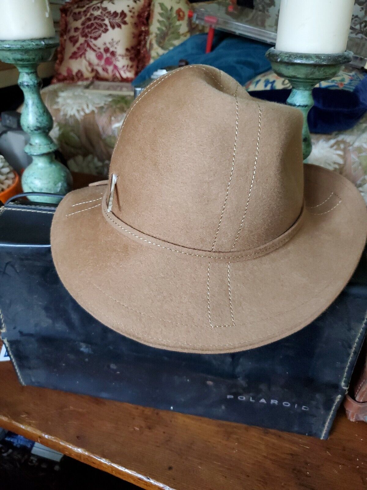 Adolfo II Beige fedora felt Hat