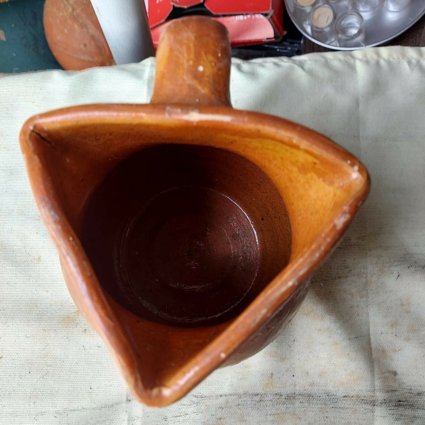 Vintage Mia Unique Brown Ceramic Pottery Made In Spain Pitcher