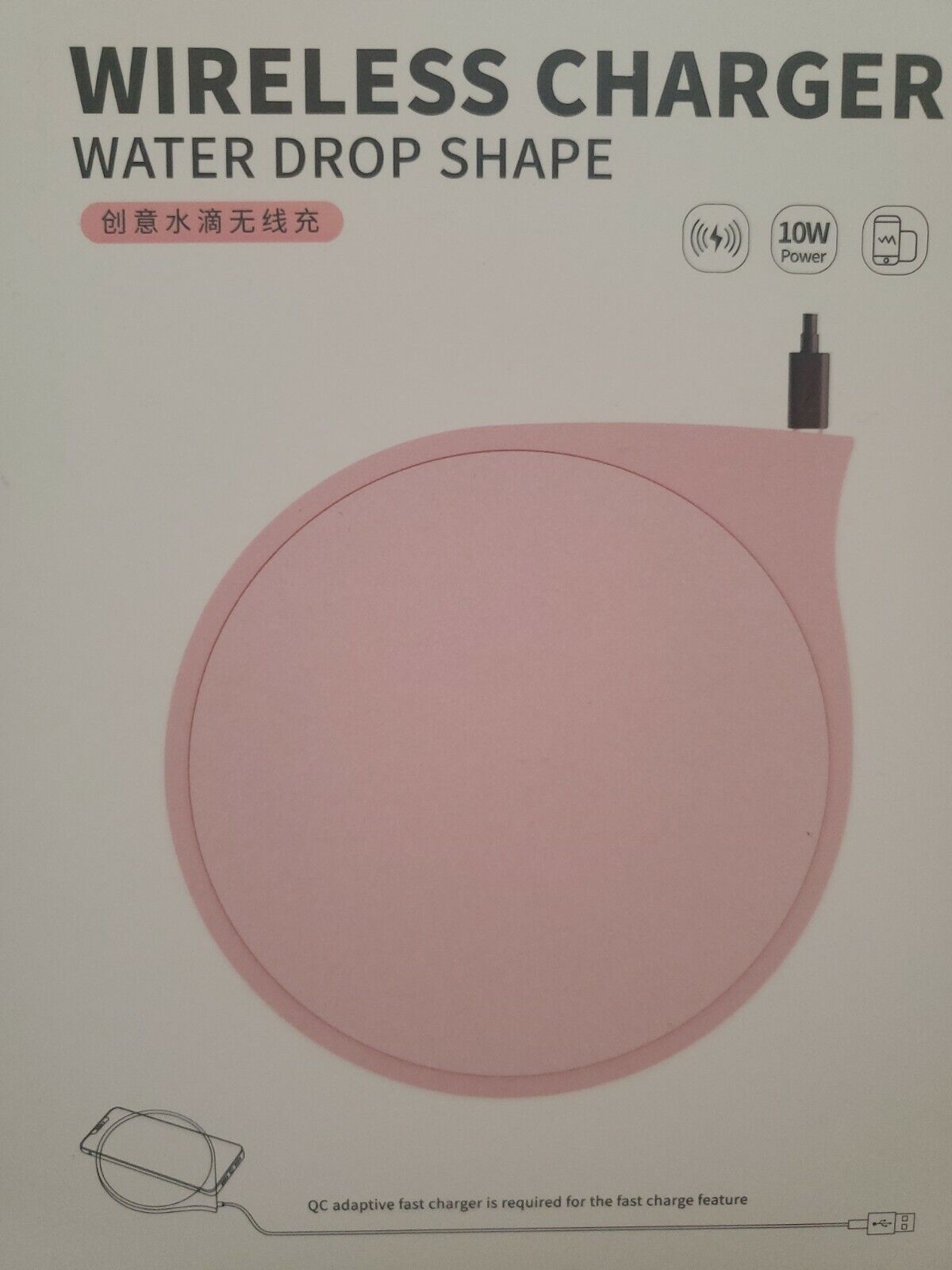 Mumuso Pink Wireless Charger Water Drop Shape