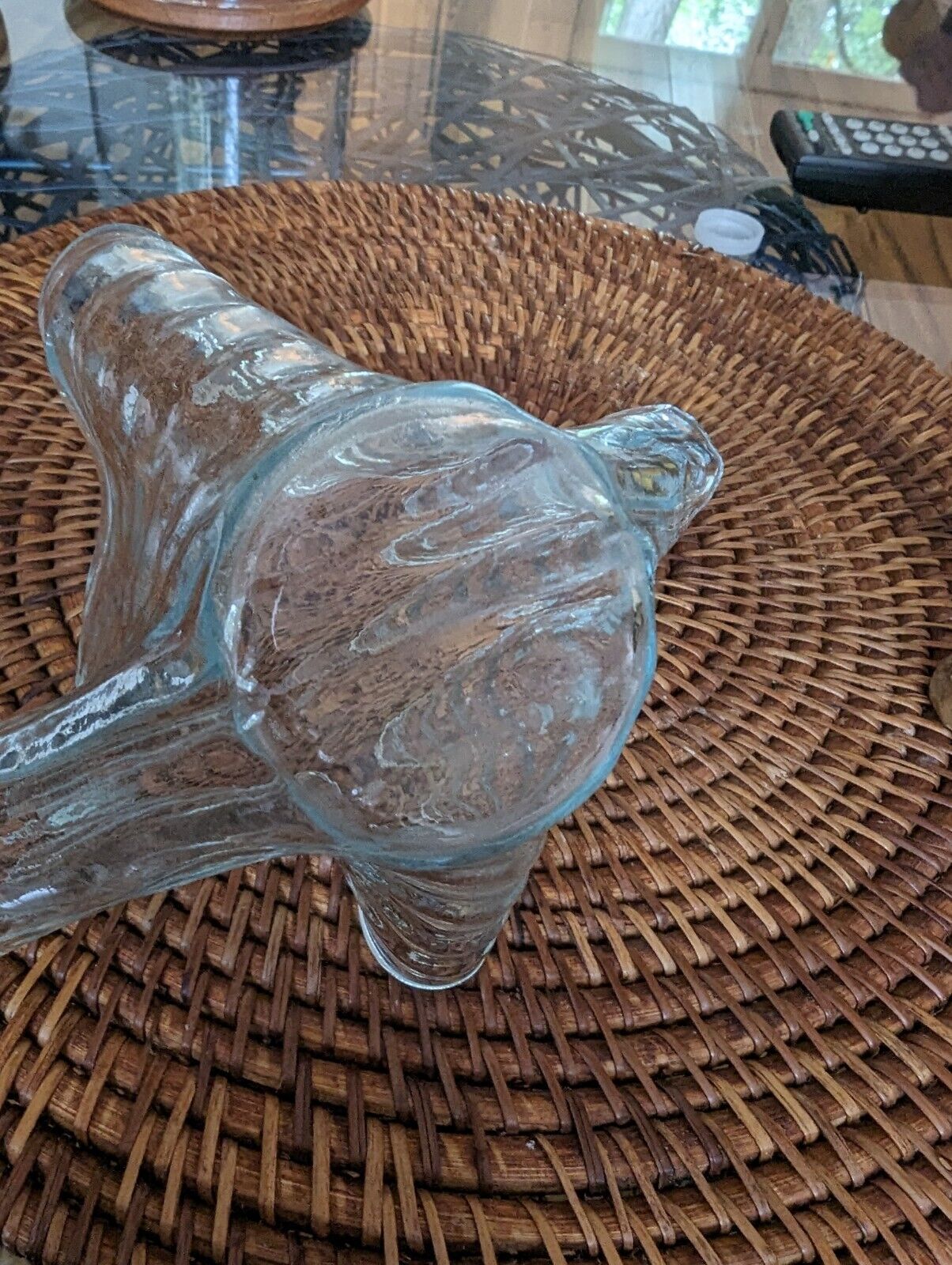 Vintage Blue Swirl Glass Candy Dish