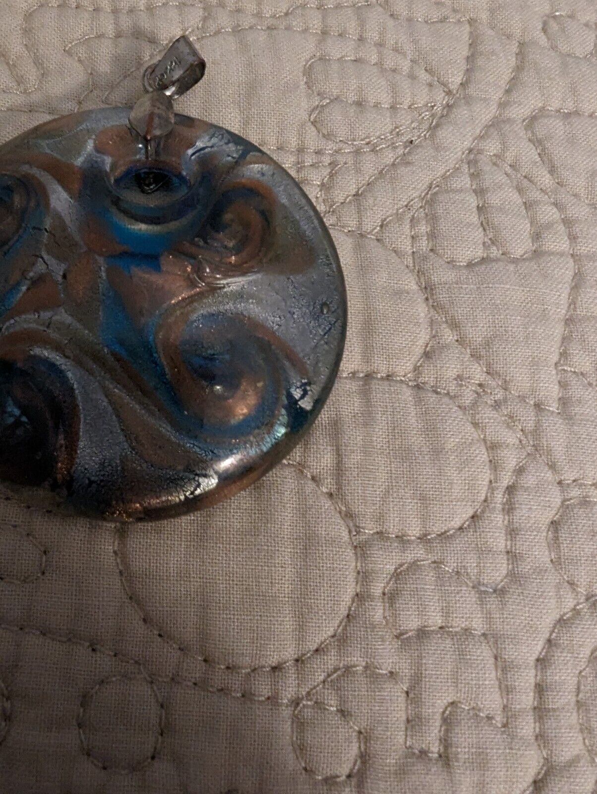 Two 18k GP Round Swirl Glass 2" Diameter Pendants