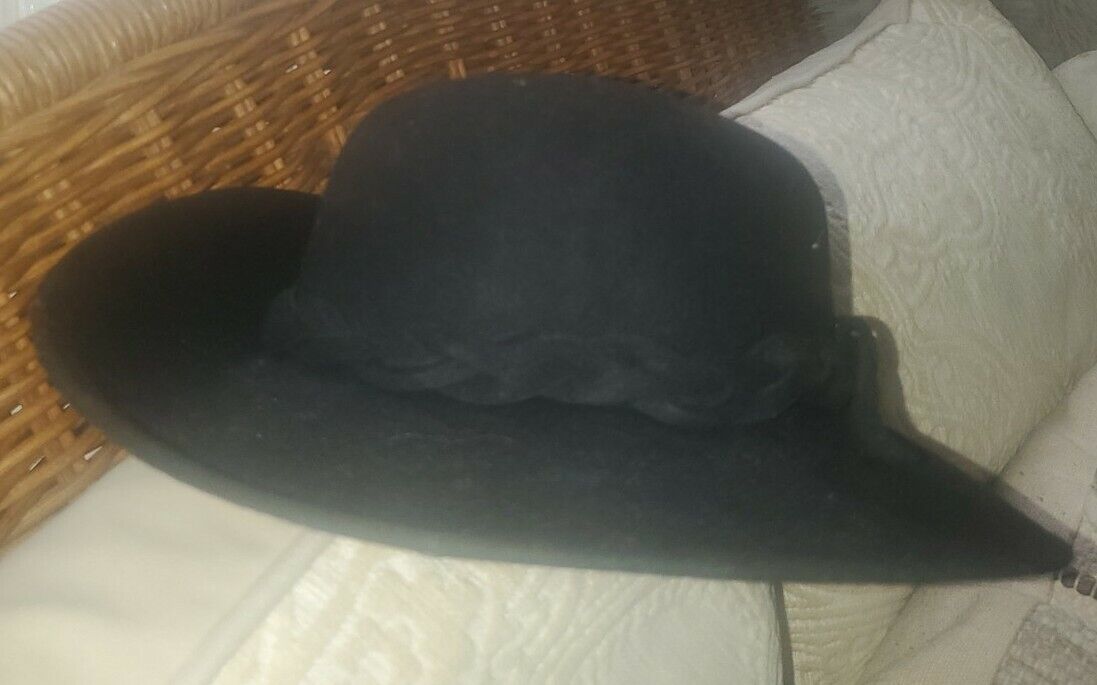 Vintage Complit S.R.L 100% Wool Ladies Fedora Hat Made In Italy Black