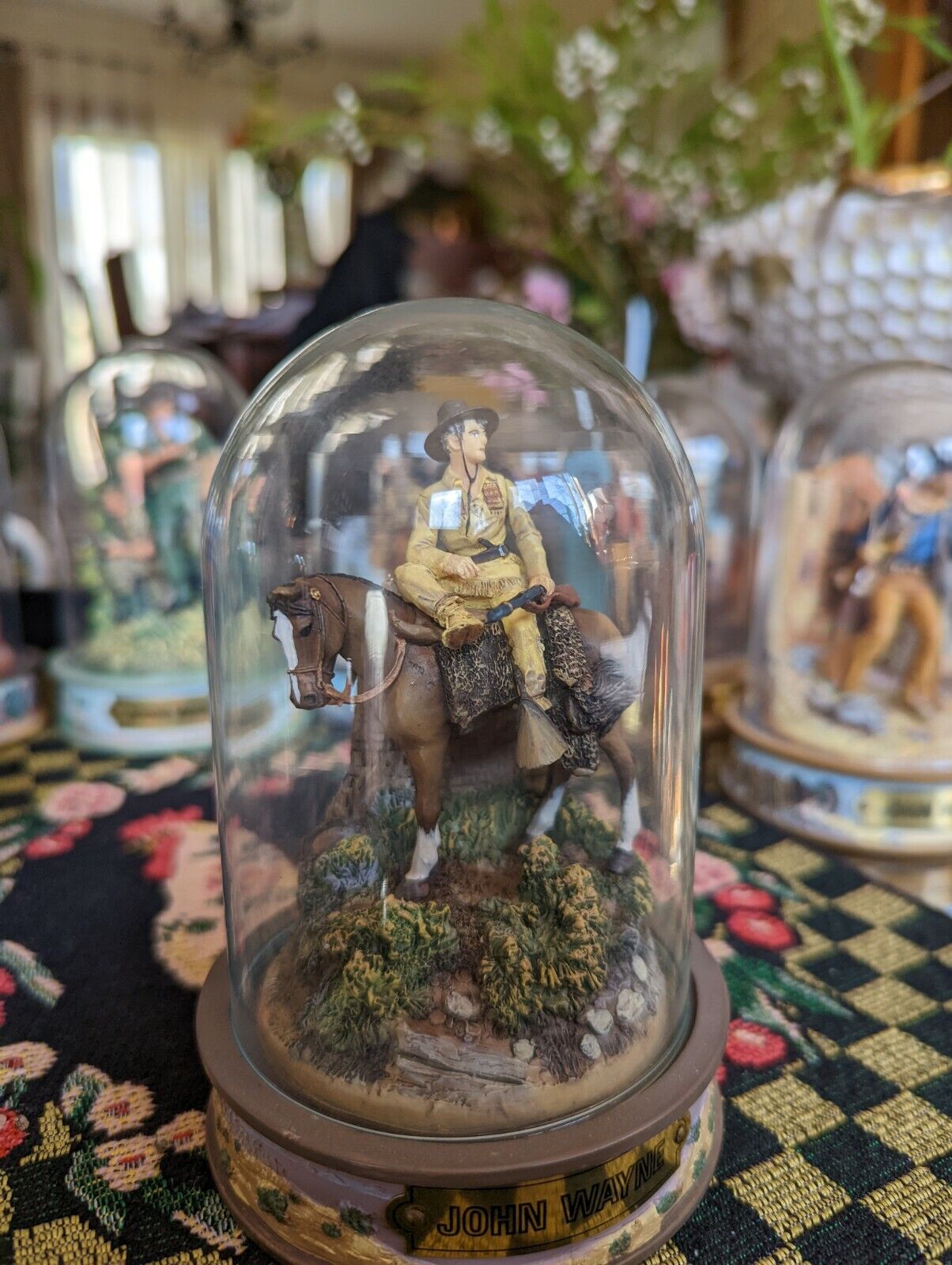 John Wayne - Franklin Mint Glass Dome Sculpture - Mounted Rider of the Plain's