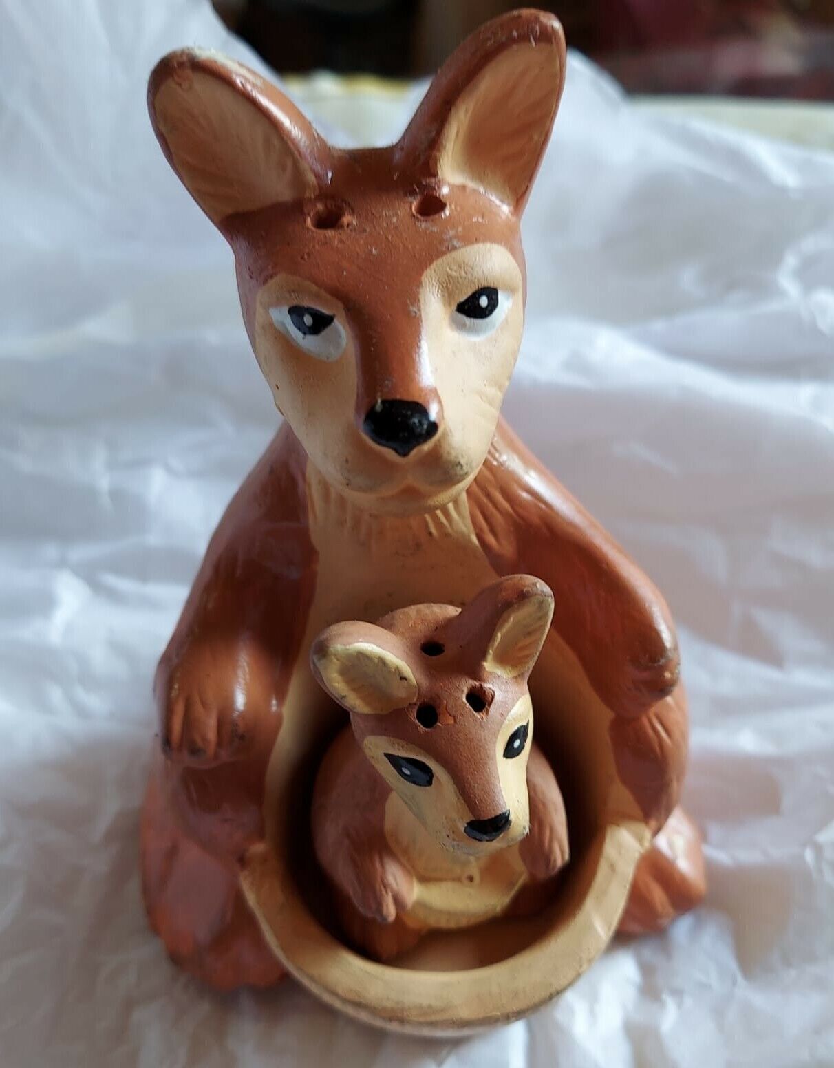 Vintage Kangaroo with Baby Salt and Pepper Shakers