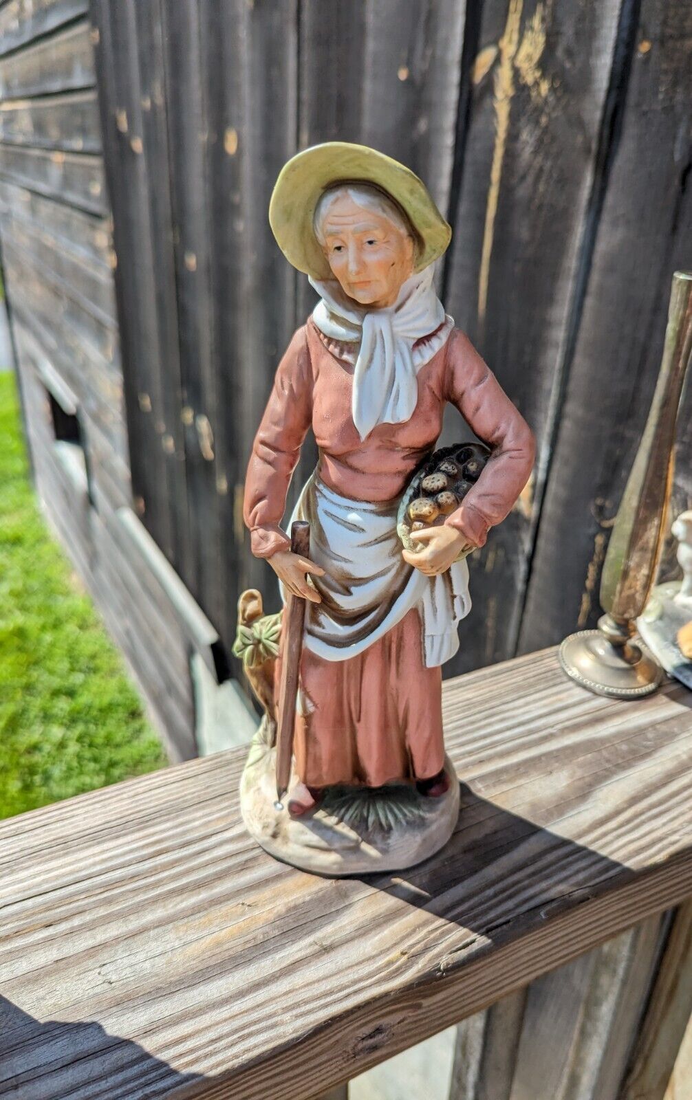 Vintage Homco Elderly Women 10" Ceramic Figurine