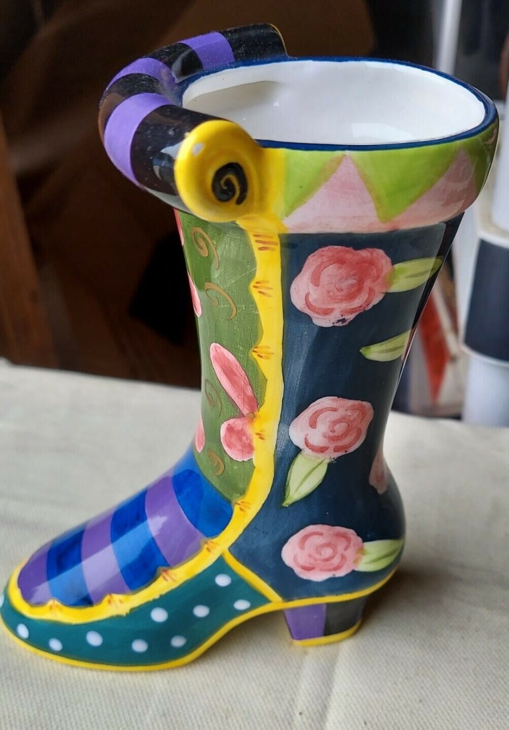 Milson And Louis Hand Painted Porcelain Boot.