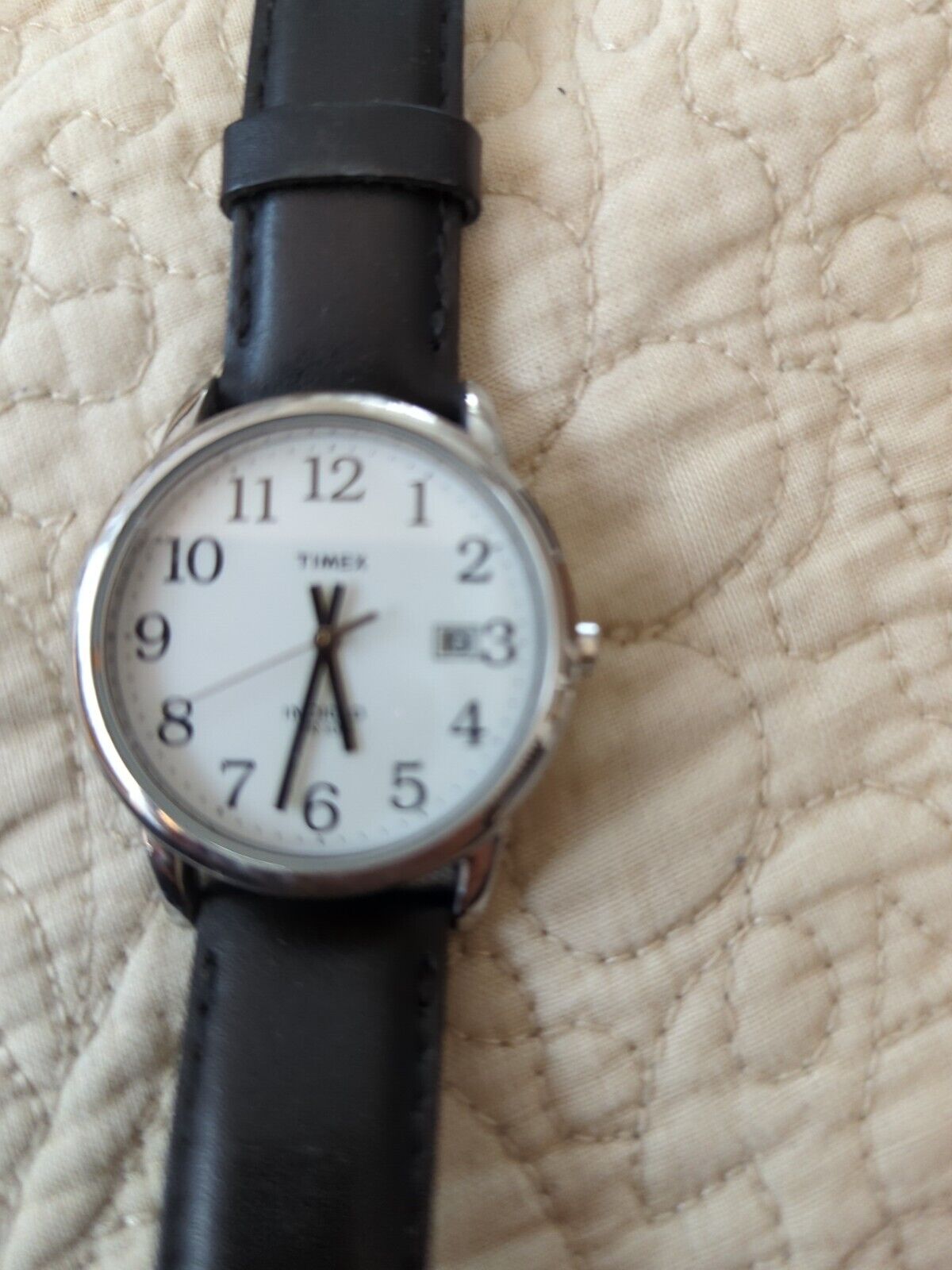 Timex Indigo White Dial With Date WR 30 black leather bands