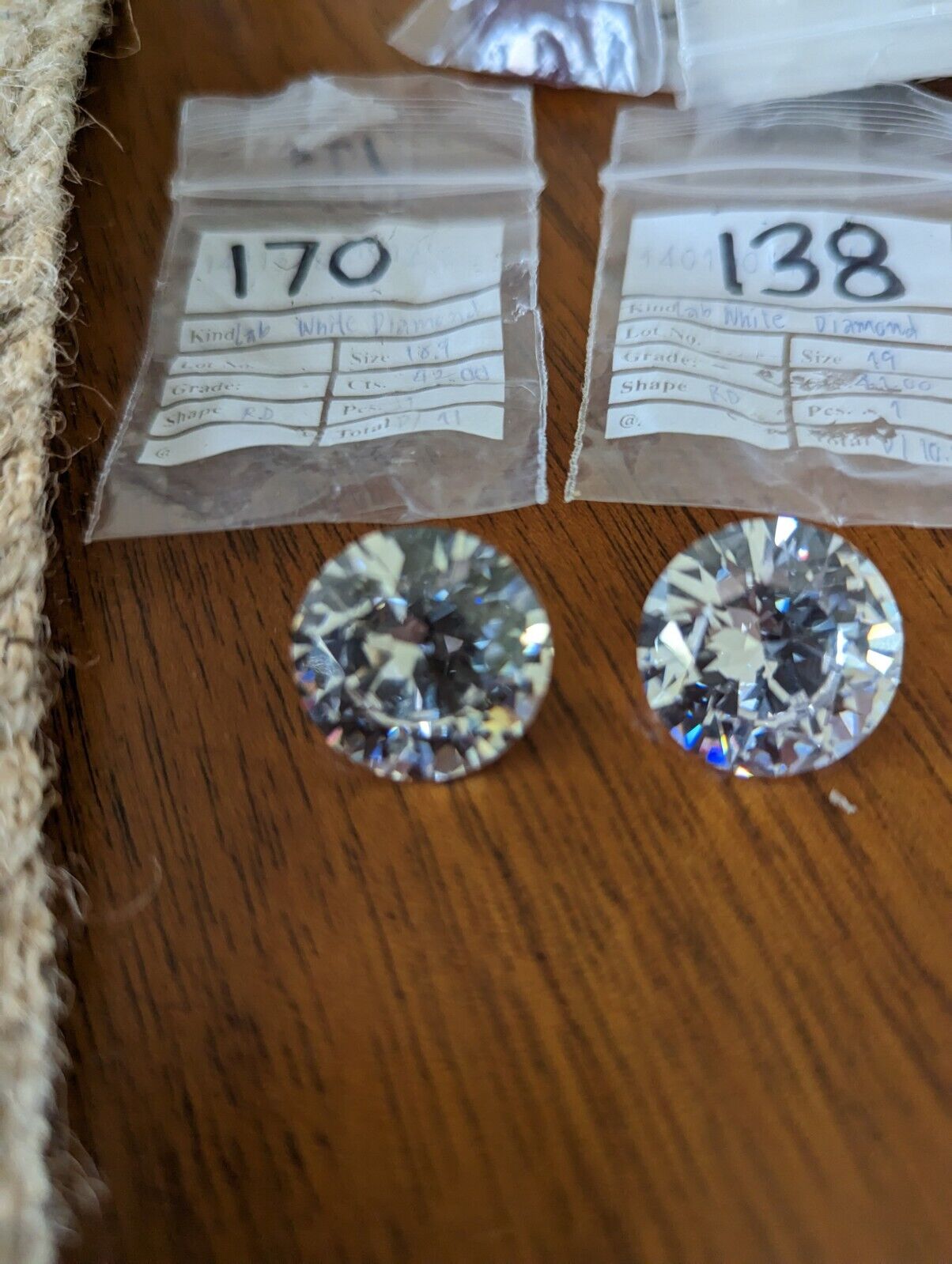 Matched Pair Of Round Lab White Diamonds 41 cts and 42 cts