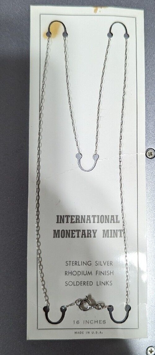 International Monetary Mint Sterling Silver Rhodium Finish Soldered Links 16" US