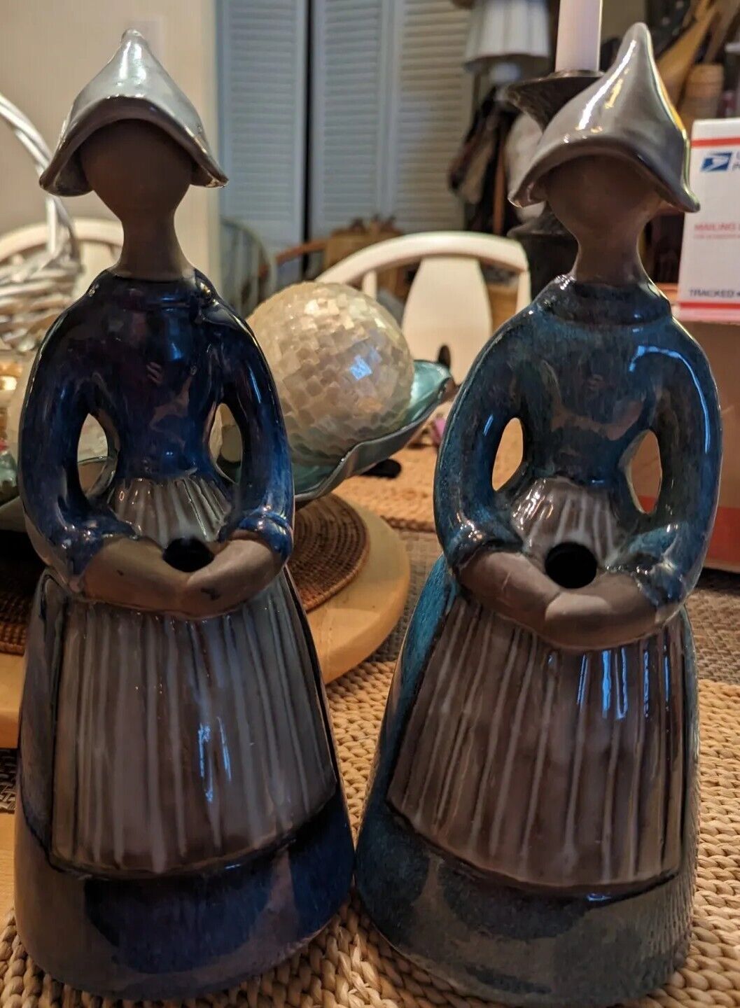 Two Vintage Jie Gantofta Elsi Bourelius Swedish Ceramic Figures Flower Holders