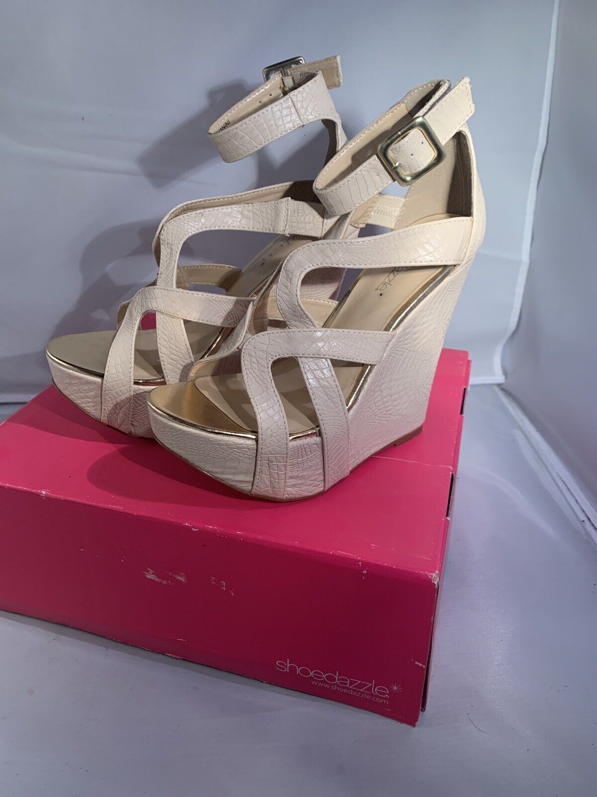 Shoedazzle Shanni Taupe Womens Heels size 6.5