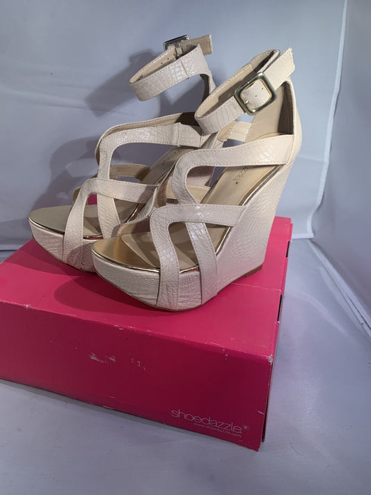 Shoedazzle Shanni Taupe Womens Heels size 6.5