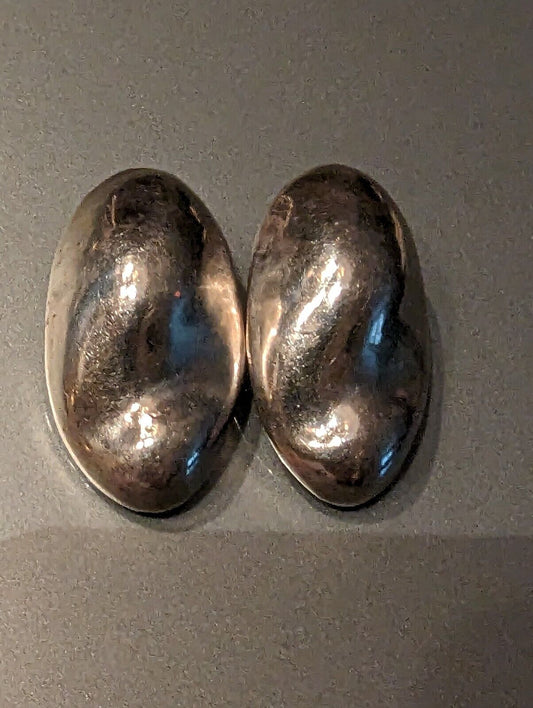 Large Puffy 925 Silver ClipOn Earrings 20 Grams 1.2 Inches eac Modernist Style