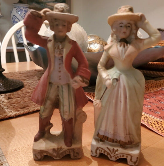 Vintage Hadson made in Occupied Japan Lady and Gentleman Tipping Hats Figurines