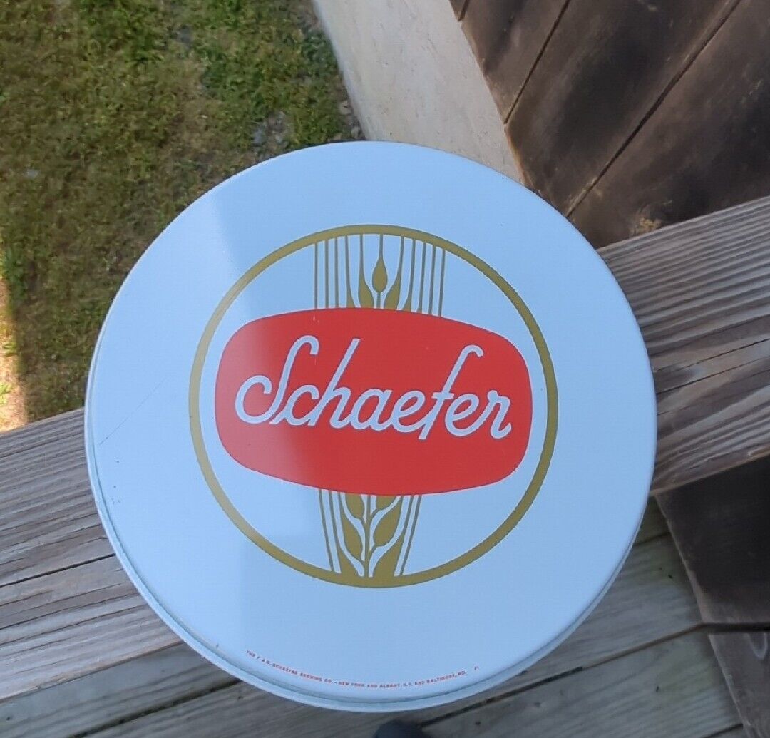 VINTAGE BAR 12" SCHAEFER AMERICA,  BEER METAL SERVING TRAY WHITE