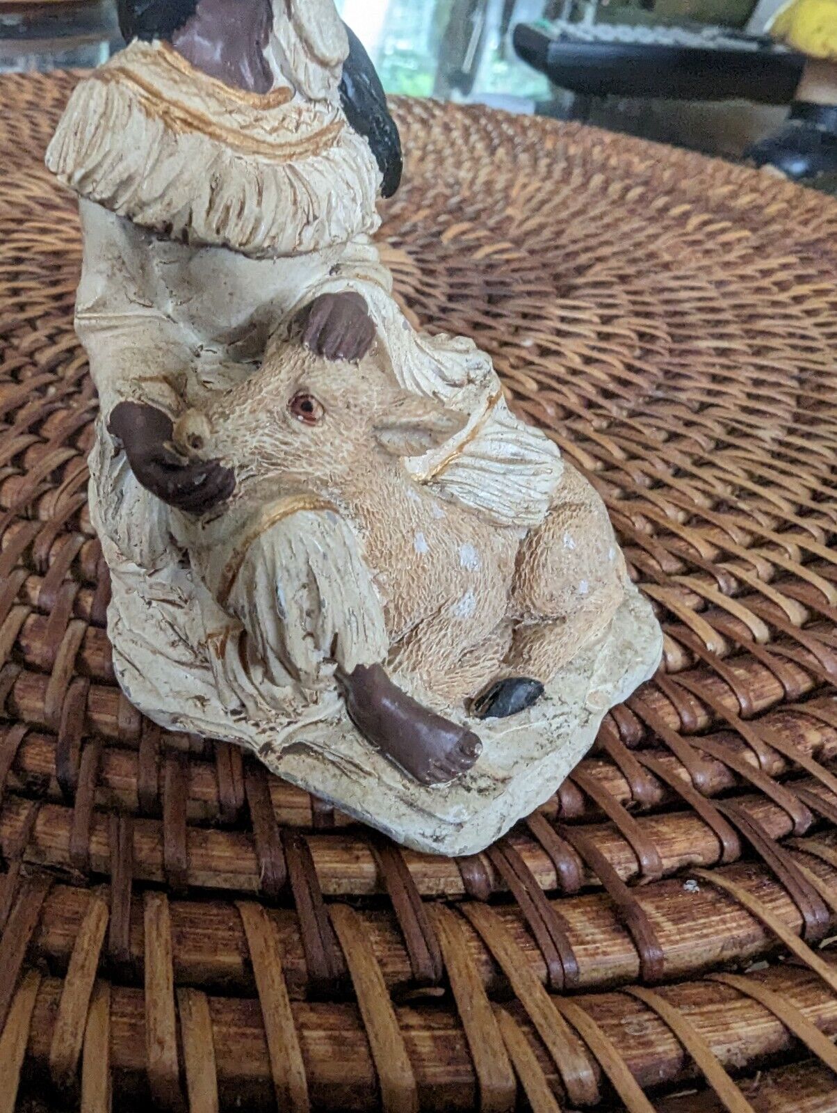 Beautiful Maiden With Deer In Lap Resin 4" Figurine