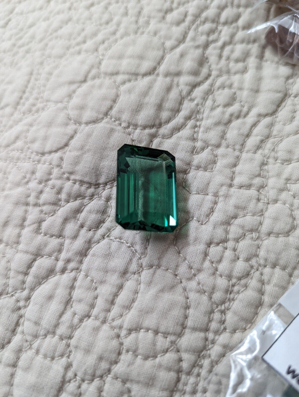 Large Moldavite Polished Faceted Emerald cut Stone 39.10 Ct  Green Beauty.