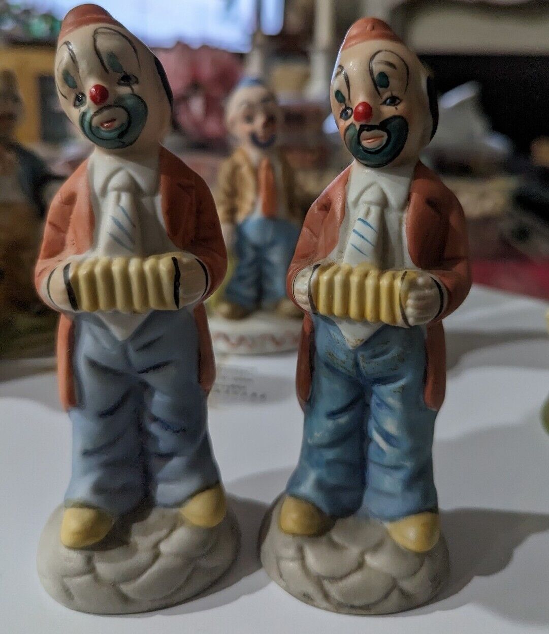 Vintage 11 Clowns Figurines Collection Lot Made In Taiwan Aprox 5" tall each