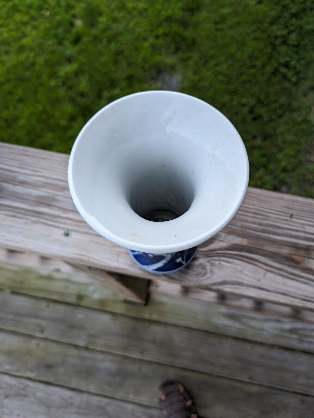 Blue And White Palm Blossom Vase