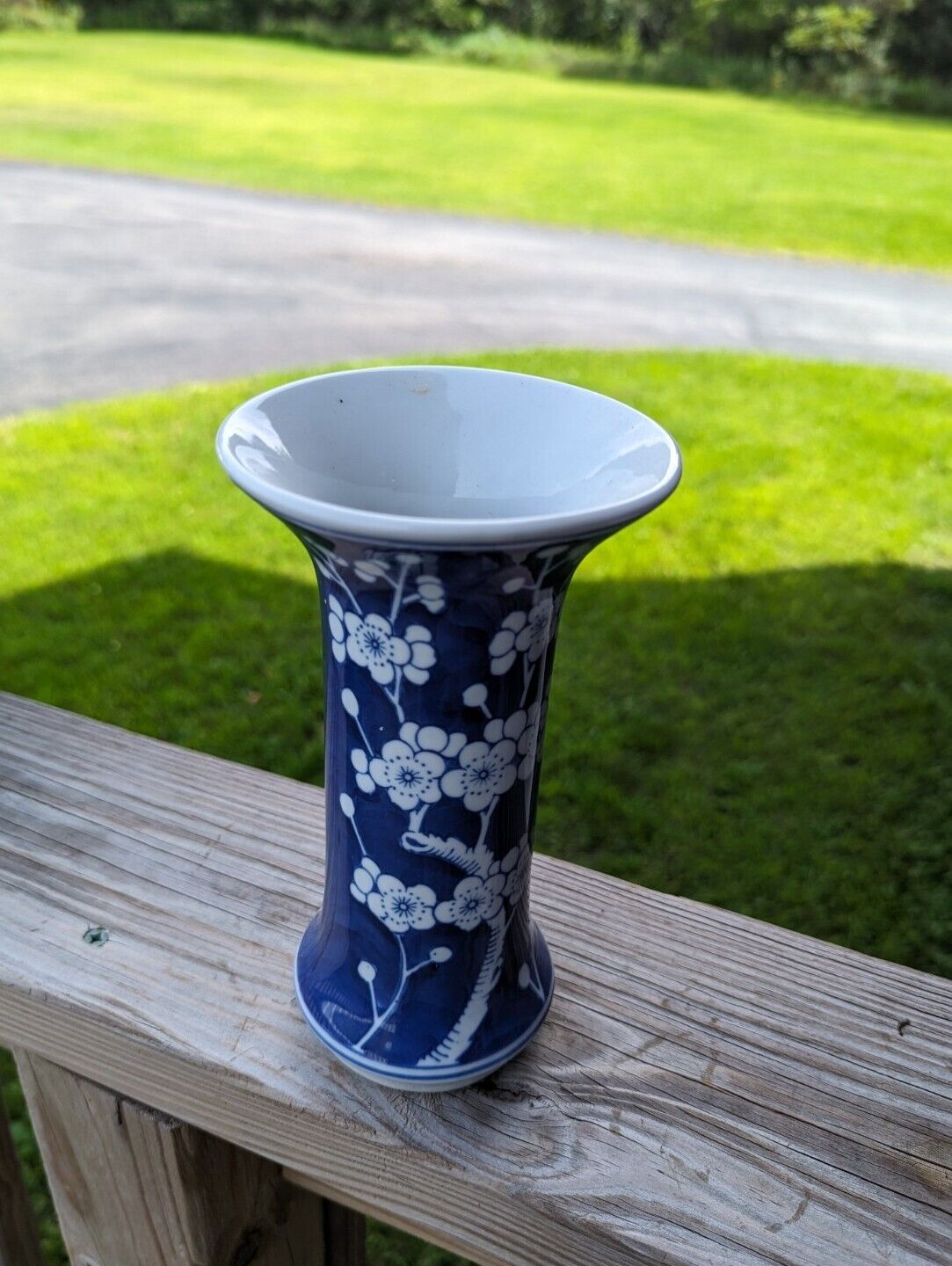 Blue And White Palm Blossom Vase