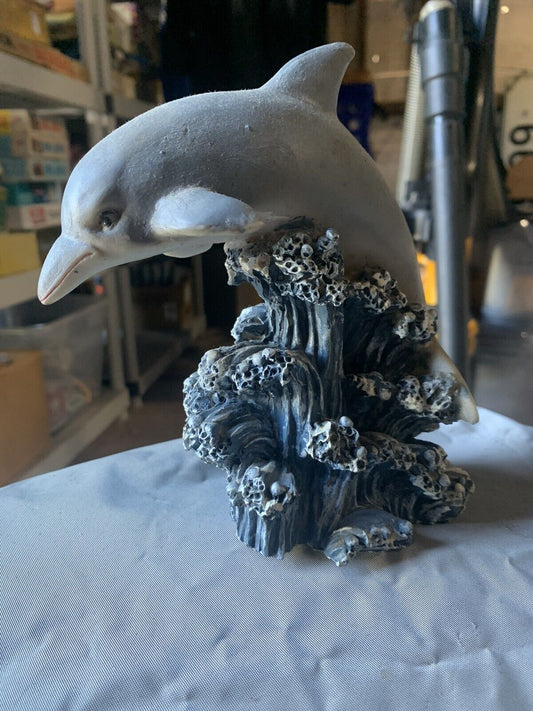 Vintage Dolphin With Water Waves Figurine