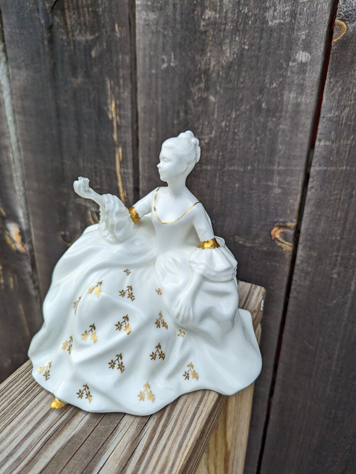 Royal Doulton Figurine My Love All White w Gold Bone China Vintage 1965 Retired