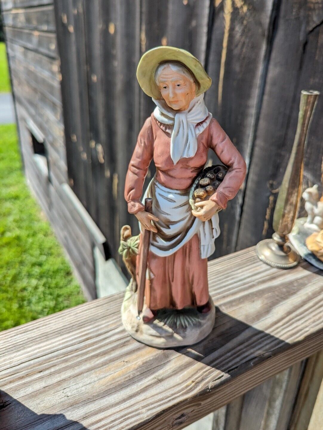 Vintage Homco Elderly Women 10" Ceramic Figurine