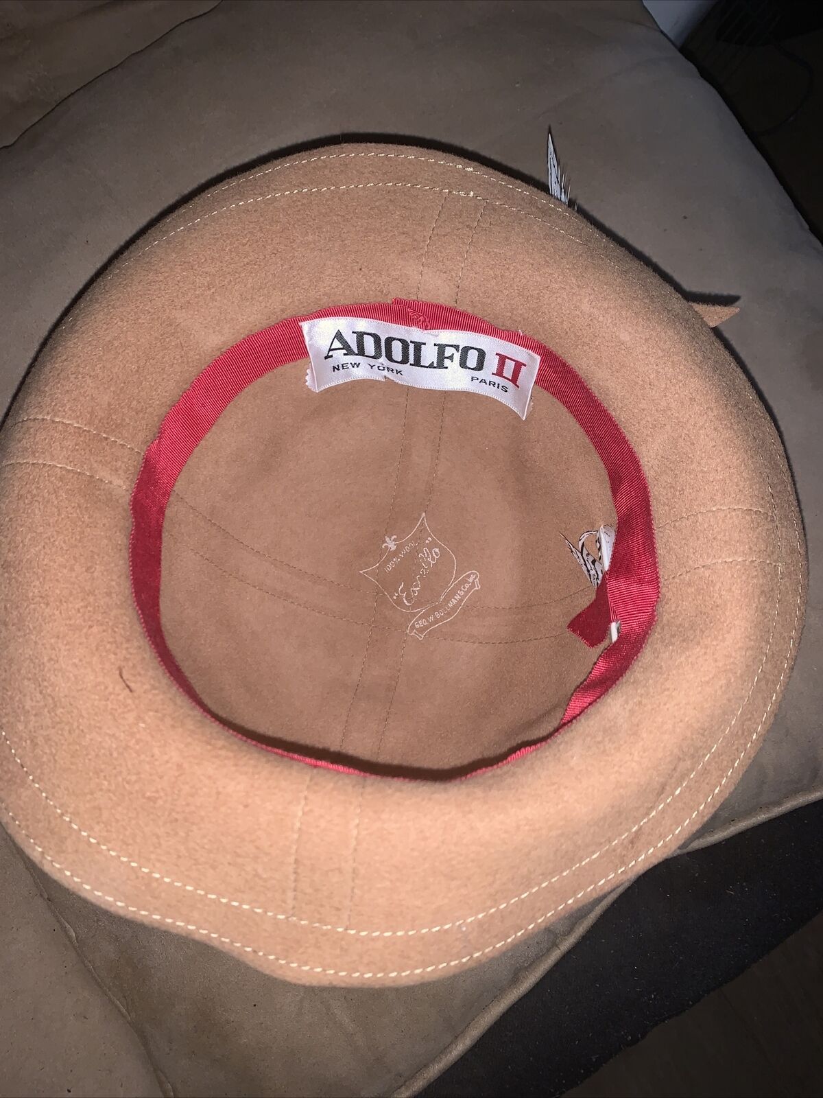 Vintage Adolfo II Brown Hat With Feather