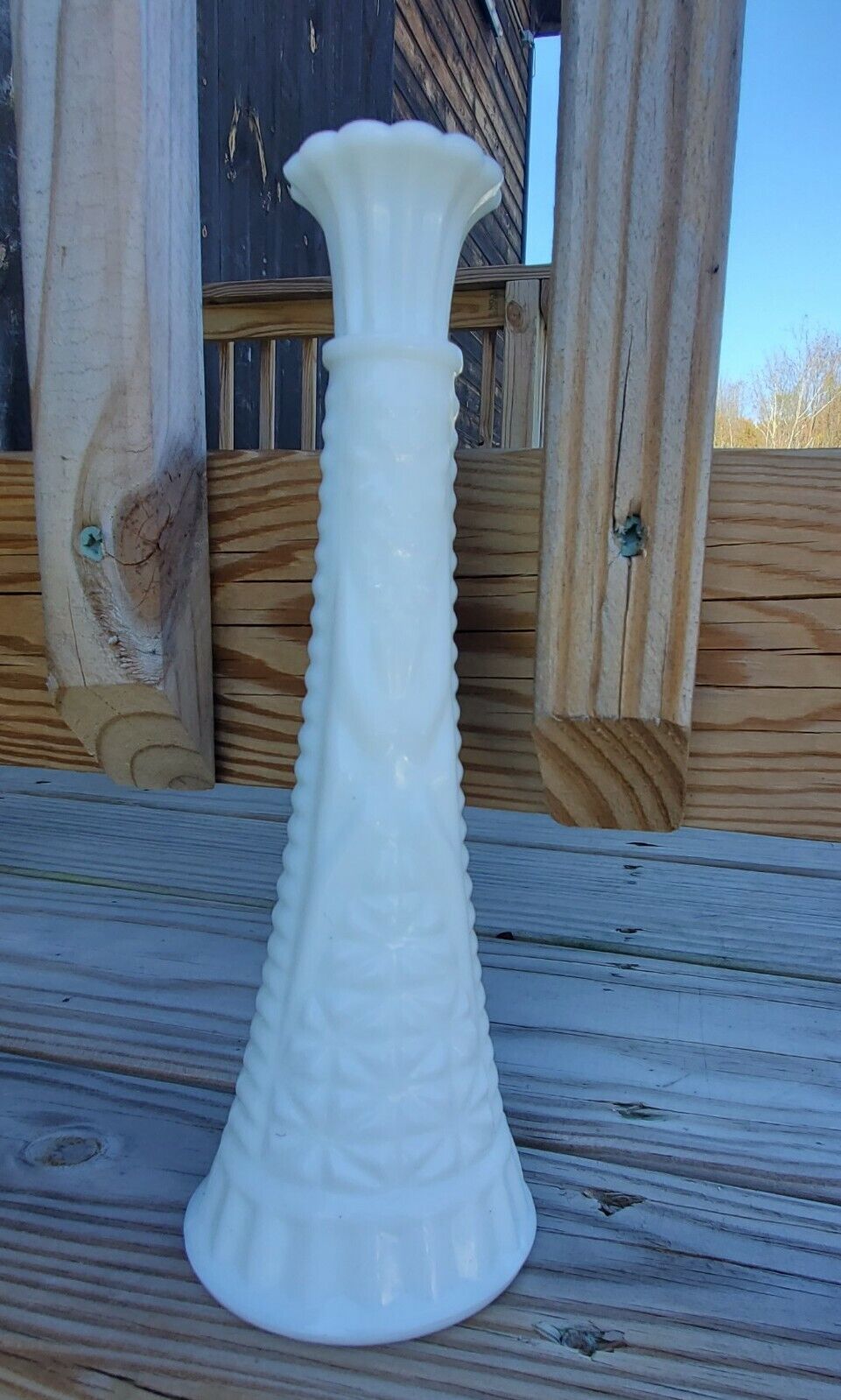 Anchor Hocking 9" White Milk Glass Slim Vase Made in USA