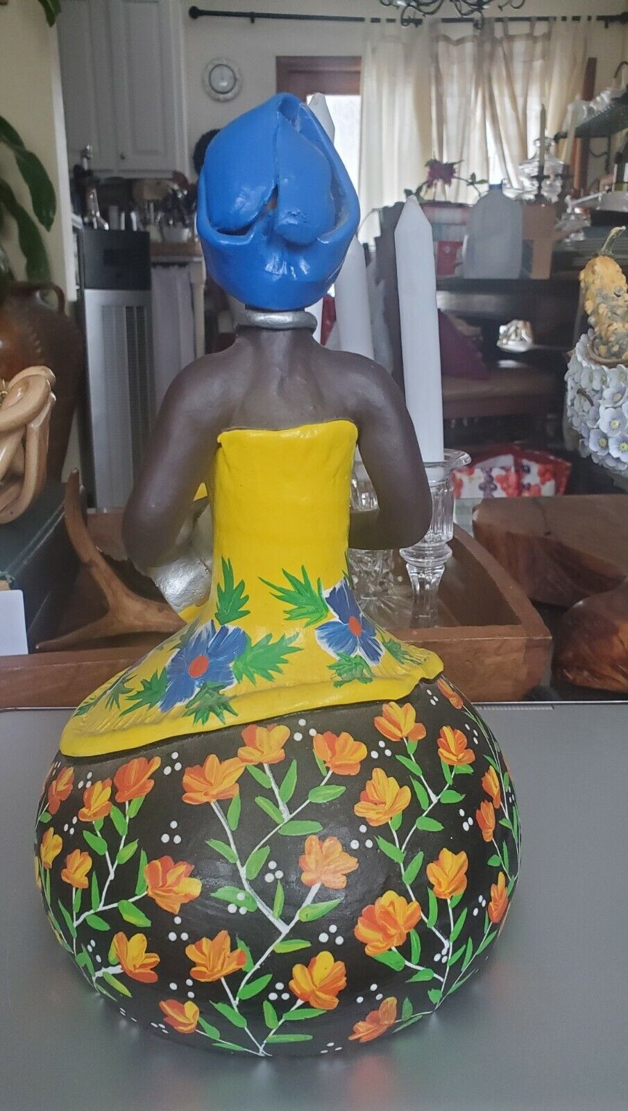 Colorful Bahia Women Clay Figurine 12" x 6"