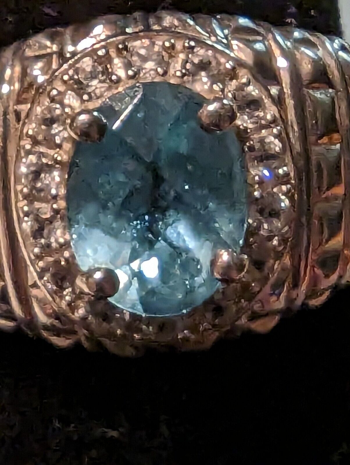 sterling silver blue topaz and diamonds ring size 6.5 women