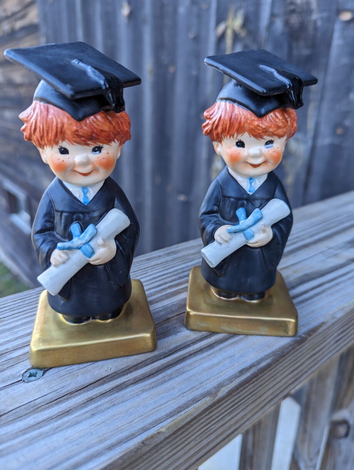 Pair of GOEBEL REDHEAD BACHELOR DEGREE FIGURINES (BOY GRADUATE) 5"H WEST GERMANY