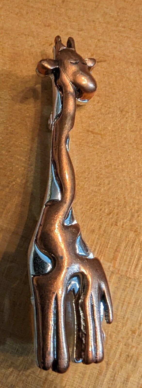 Copper Over Silver Tone Giraffe Brooch Pin MCM