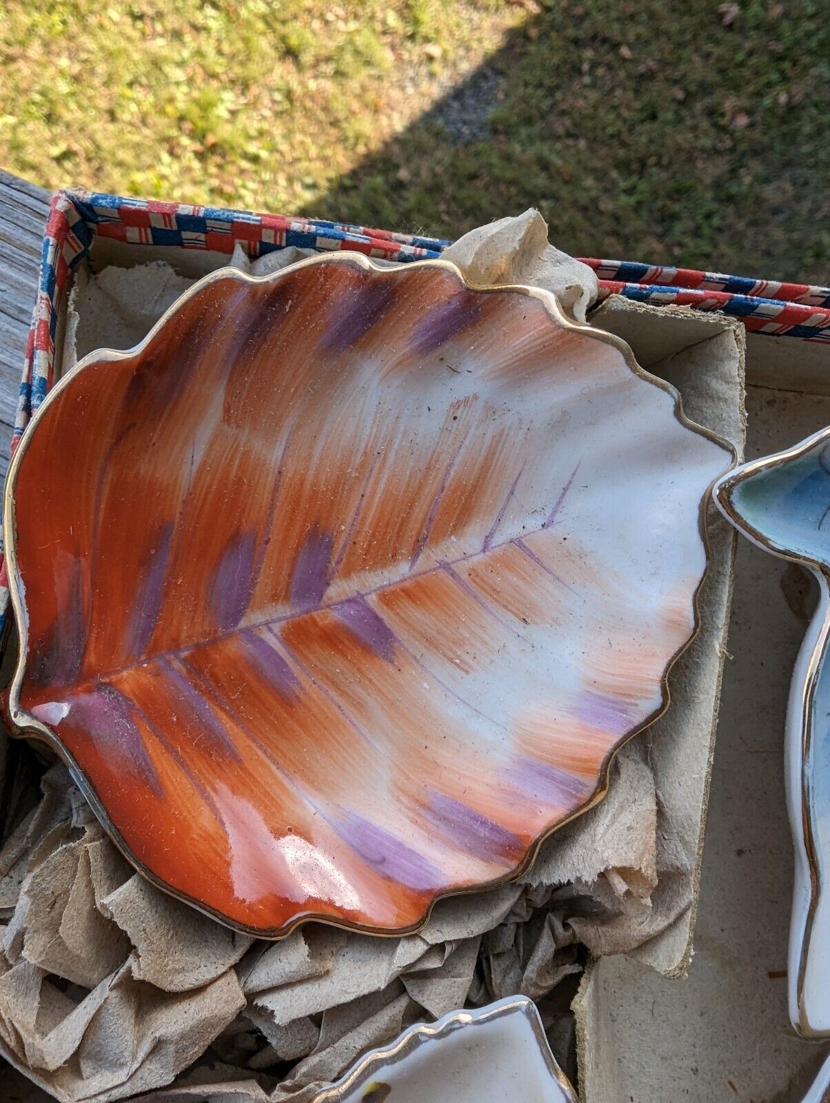 Four Vintage Shofu China Leaves Made In Ocupide Japan In Box Winter/Fall